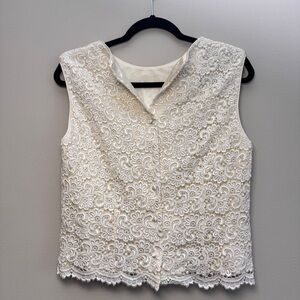Talbots Cream Lace Sleeveless Blouse